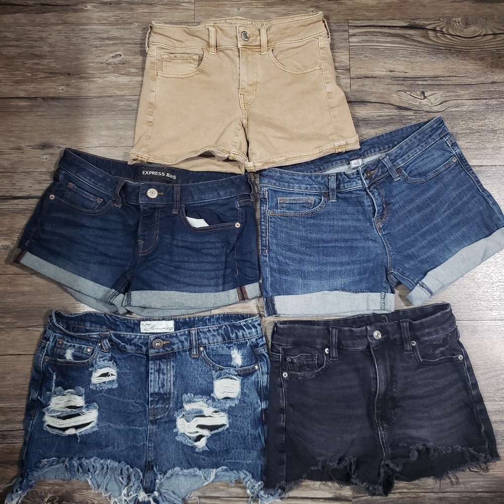 American Eagle Ripped Distressed Denim Shorts Y2K Retro Summer Jean Short Size 4